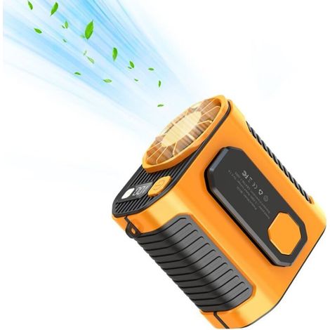 Ventilador portátil de correa con batería de 5000 mAh, 100 niveles de velocidad, función turbo y linterna.