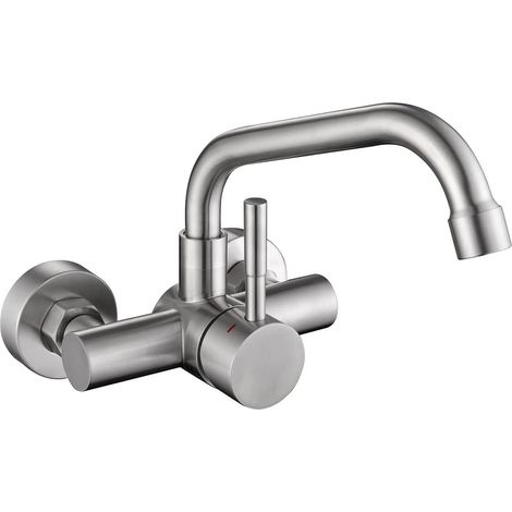 Robinet mitigeur monocommande rotatif à 360° en acier inoxydable 304, aérateur extractible, eau chaude et froide. (1/5)