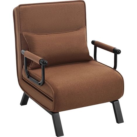 Schlafsofa 3-in-1 Leinen-Klapp mit abnehmbarem Kissen, Einzel, Braun