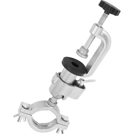 Support rotatif 360° pour perceuse électrique et meuleuse en alu serrage 43-60mm serre-établi bricolage précision 1 support + 2 rondelles mâchoire (1/5)