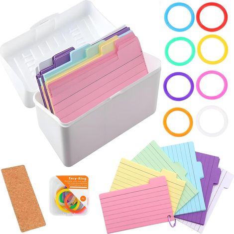 Confezione da 300 cartoncini a righe, 7,6 x 12,7 cm (3 x 5 pollici), in 6 colori, rilegati con anelli. (1/2)