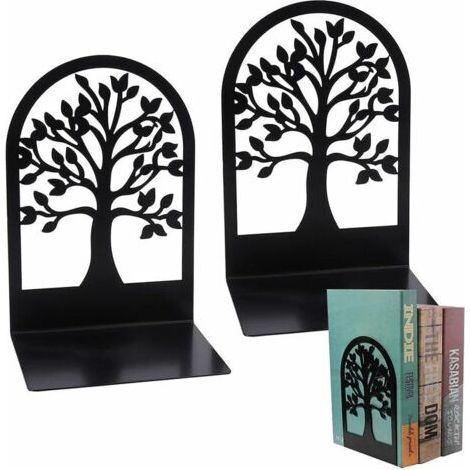 BUNTHAUS Serre-livres décoratifs en métal lourd, 1 paire de serre-livres noirs pour étagère, supports de livres, serre-livres, porte-dossiers, étagère invisible pour bibliothèque scolaire, bureau à do