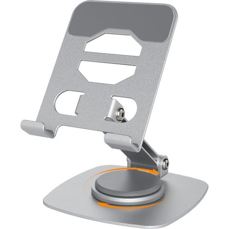 Gris,Base Stable Support Telephone Voiture, Réglable en Hauteur Support Tablette, Rotation Libre à 360° Support Telephone Bureau,Universel pour Tous Les Téléphones et Tablettes Phone Holder (1/5)