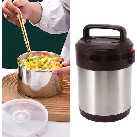 Isolierte Lunchbox aus Edelstahl 304, großes Fassungsvermögen, mit drei Fächern, tragbar, ideal für Schüler, natürliche Edelstahlfarbe. (1/5)