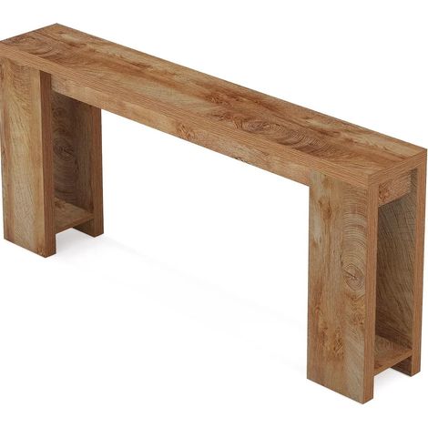 Consola de entrada rústica de madera marrón, mesa auxiliar alargada 160x30x85 cm HOMVRA (1/5)