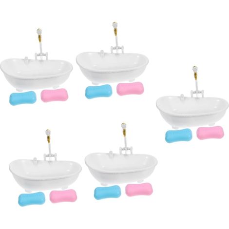 5 Piece Miniature Electric Bathtub Set for Dolls with (1/5)