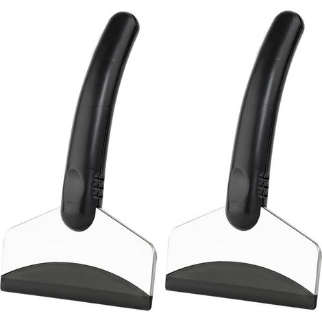 Lot de 2 grattoirs à glace anti-rayures pour pare-brise de voiture avec poignée ergonomique noire, outil durable pour dégivrer et déneiger, accessoire indispensable pour un dégivrement rapide du pare- (1/5)