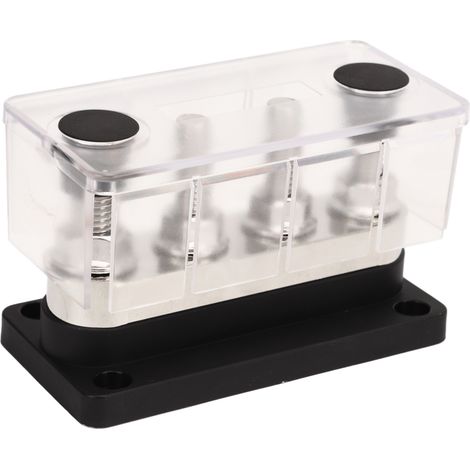Batteriesammelschiene DC 12 V bis 48 V 600 A Hochstrom M10 4-Loch-Stromverteilerblock für Auto, Wohnmobil, Boot, Yacht, Schwarz (1/5)