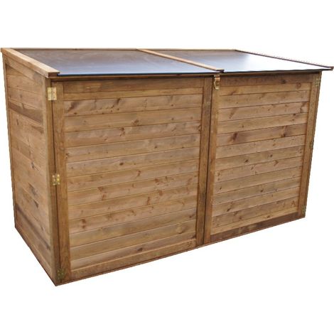 Chalet & Jardin – Coffre de jardin en pin traité autoclave 2000L – Dimensions 206 x 100 x 127 cm – Toit étanche en polypropylène – Ouverture par doubles portes (1/7)