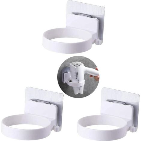 (Blanc) Lot de 3 supports à ventouses, fixation murale en plastique, ne laisse pas de traces, étanches, auto-adhésifs, sans besoin de (1/5)