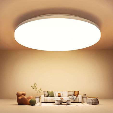 Plafonnier LED Luminaire Salle de Bain, 18W 1600LM Plafonnier Salon 2700K,pour Chambre,Cuisine,Balcon, Couloir,Blanc Chaud,Ø20 (1/5)