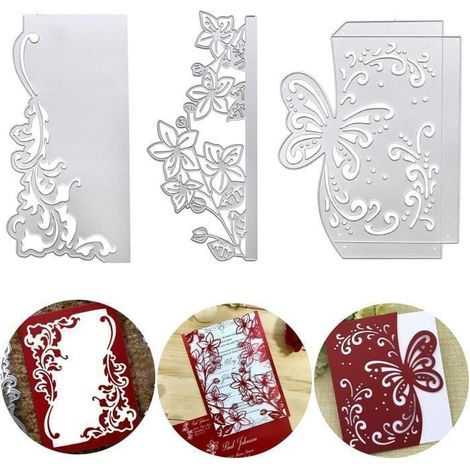 3 Pièces Dies Scrapbooking Cutting Matrices de Découpe en Acier au Carbone DIY Gaufrage Pochoirs Découpage pour Card Album Photo (1/3)