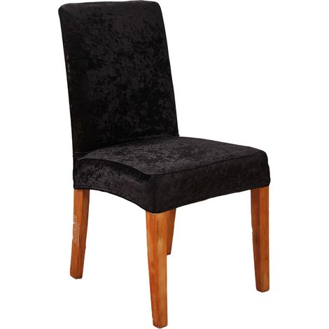 Housses de Chaise de Bar 4 pièces, Velours Housse de Chaise Lavable Extensible et Amovible (le noir)