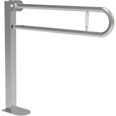 Maniglione barra ribaltabile su colonna 80x80 con porta rotolo inox satinato (1/3)