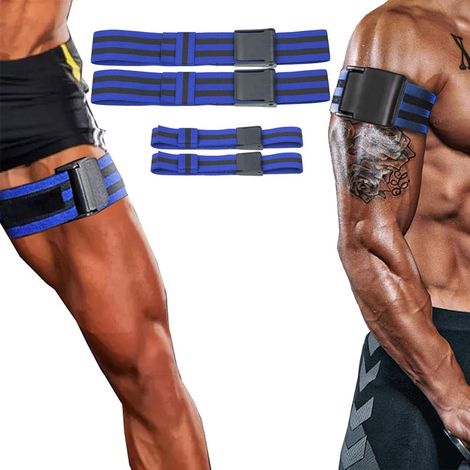 Lot de 2 bandes élastiques fitness entraînement musculaire bras, sangles restriction flux sanguin haltérophilie muscles bandes résistance (1/5)