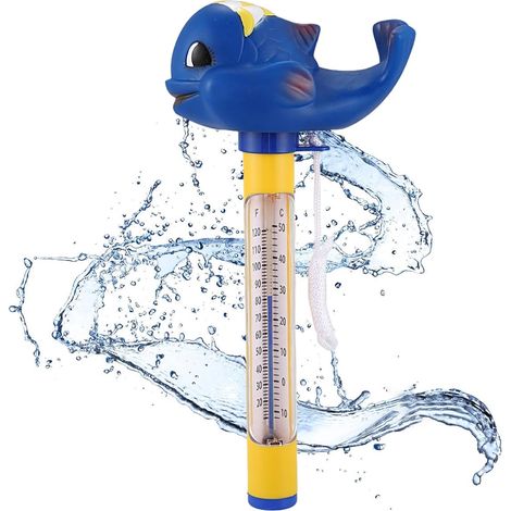 Swimming Pool Thermometer, Floating Thermometer, Floating Pool Thermometer, Pool Thermometer with String, Accurate and Easy Water Temperature Readings for Spas, Aquariums (Whales) (1/5)