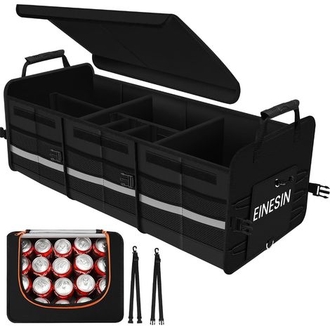 Rangement Coffre de Voiture Organisateur Coffre 88L avec 22L Sac Isolant Amovible 7 Compartiments Ajustables Sac De Rangement Pliable avec Couvercle Fond Antidérapant (1/5)