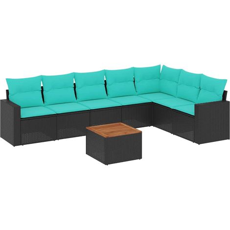 Maison Exclusive - Set Divani da Giardino 8 pz con Cuscini Nero in Polyrattan (1/5)