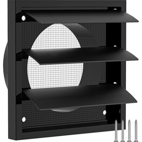 Grille de ventilation verrouillable 100mm 140 mm x 140 mm avec lamelles mobiles, jalousie et protection contre les insectes, grille de finition ABS pour garage, salle de bain, cuisine, murs (1/5)