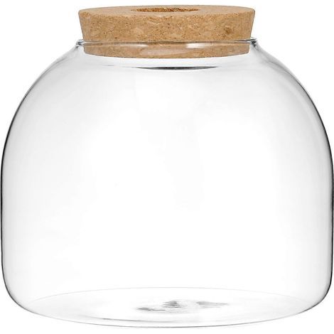 Terrarium en verre avec bouchon en bois, micro-conteneur pour plantes hydroponiques.-15.00X15.00X13.00CM-Transparent (1/4)