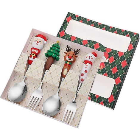 Weihnachtsbesteck-Set mit Löffeln und Gabeln, Suppen- und Dessertlöffel, Edelstahl, Weihnachtsbesteck-Sets als Geschenk für Restaurants-Green Box (1/5)