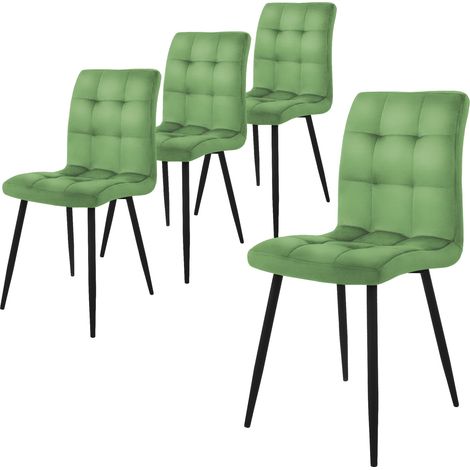 ML-Design Set di 4 Sedie per Sala da Pranzo Rivestimento in Velluto Salvia Poltroncine da Cucina con Schienale e Gambe in Metallo Seduta Ergonomica Sedia per Soggiorno Salotto