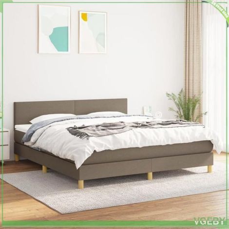 Sommier à lattes avec matelas et surmatelas - 3140469 - Taupe (160x200 cm) - Tête de lit réglable - Ressorts ensachés (1/5)