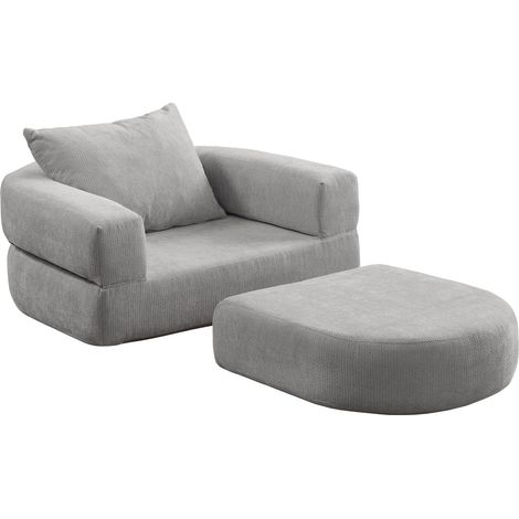 Canapé modulable sectionnel en tissu gris clair, assise large et dossiers déplaçables, style minimaliste pour salon, appartement ou chambre CHICFURN (1/5)
