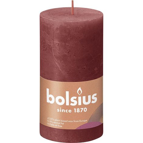 Stumpenkerze Rustiko Shine 13x7cm zartes Rot