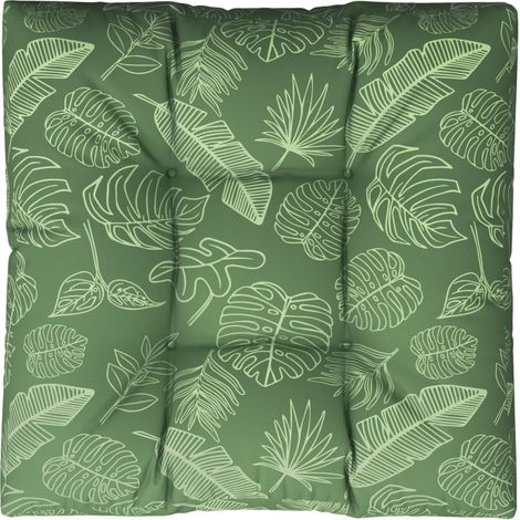 Coussin de palette motif de feuilles 70x70x12 cm tissu (1/5)