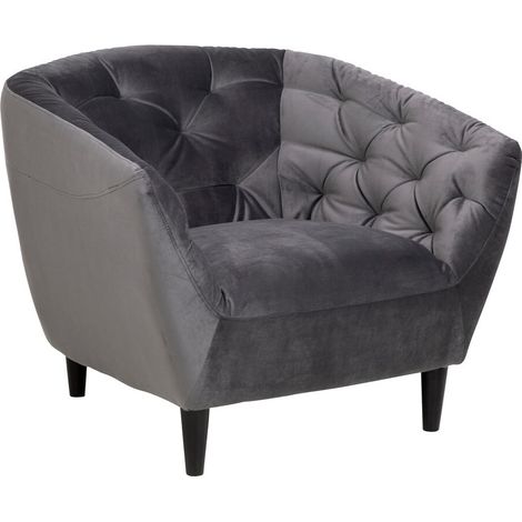 Sillón Norsica 264, Gris oscuro, 78x97x84cm, Tapiz, Patas: Madera, 0