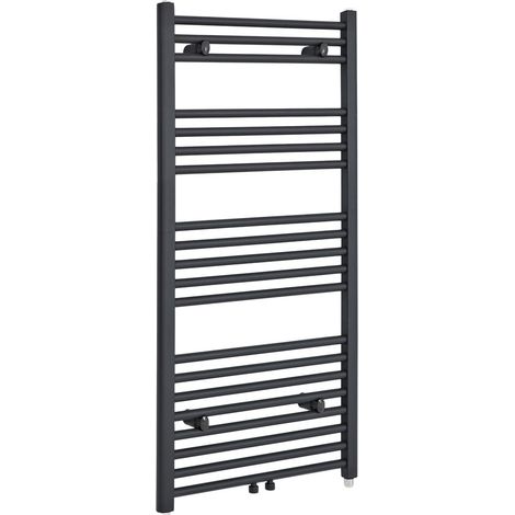 Hudson Reed Neva - Sèche-Serviettes Design Électrique Moderne - Raccordement Central - Anthracite - 118.8 cm x 50 cm