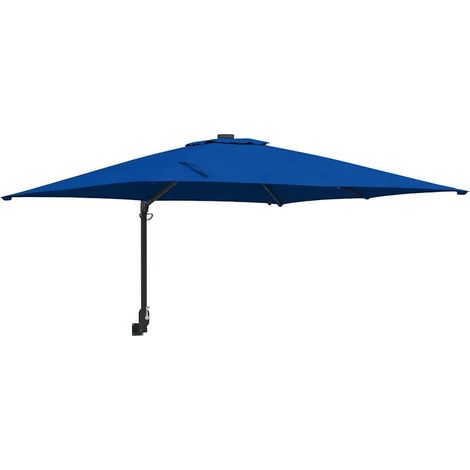 Ombrellone da giardino moderno basculante 248,5 x 247,5 x 160 cm con illuminazione LED ecologica in poliestere azzurro 020058657