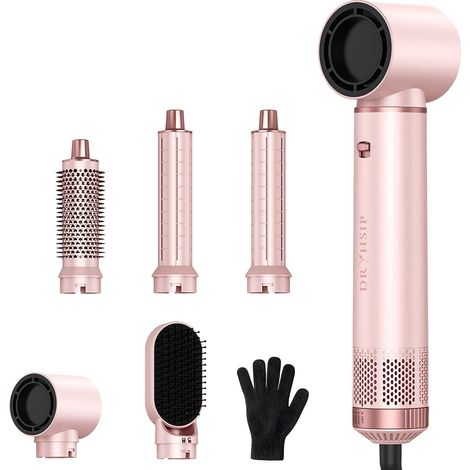 Brosse Soufflante 5 en 1, Lisseur Boucleur Multifonction, Séchage, Lissage, Volume et Coiffage, Léger et Compact pour Voyage - Blush (1/5)