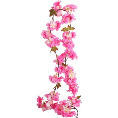 Flores de cerezo artificiales, enredadera colgante, plantas falsas, guirnalda de Sakura falsa, corona de flor de cerezo oriental artificial de 5,8 pies - Rosa (1/5)