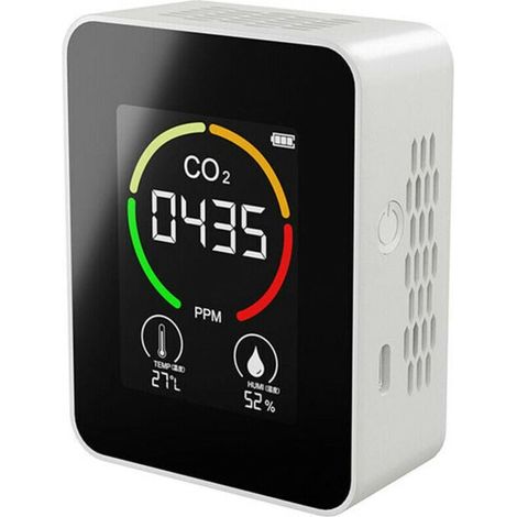 Detecteur d'air CO2 Detecteur de dioxyde de carbone Production agricole Moniteur de CO2 a effet de serre Blanc, modele: Blanc (1/4)