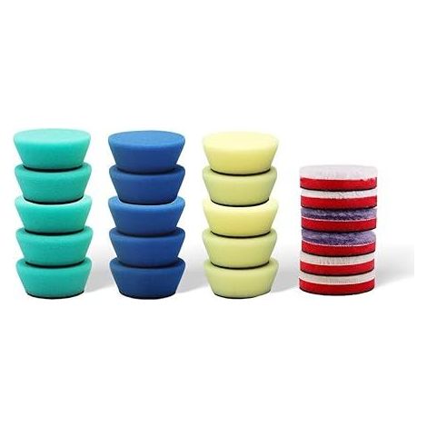 Kit de 21 almohadillas de pulido de 50 mm - Esponjas para pulidoras - Lana + espuma - Para automóviles y carrocerías (1/5)