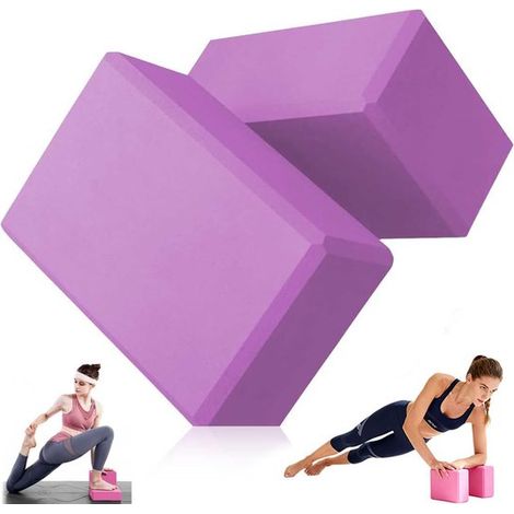 Blocs de yoga EVA 2 pièces – Blocs de mousse antidérapants et robustes – Accessoires pour yoga Pilates étirements et exercices de fitness – Violet (1/5)