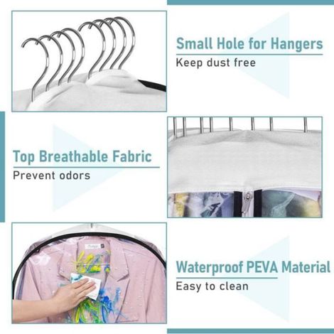 Housse À Vêtements - Transparente - Soufflet 25 Cm - Pour Rangement Dans Armoire - Lot De 3 (1/5)