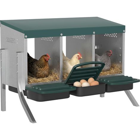 Nid pour poules, modèle enroulable, avec trous de ventilation, 3 compartiments, peut contenir 3 poules, dimensions : 84 x 55 x 61 cm, argent.