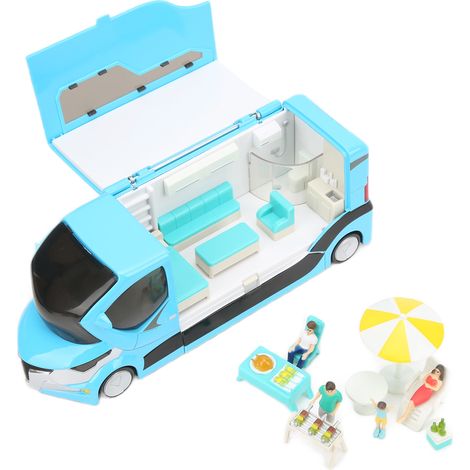 Voiture miniature de vacances touristique à l'échelle 1:20, en alliage, thème voiture, jouet cadeau pour filles et garçons, bleu (1/5)