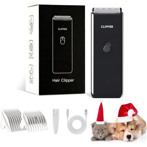 tondeuse pour chien, kit de toilettage pour chien rechargeable et sans fil, tondeuse pour chat, tondeuse pour animaux de compagnie, rasoir pour chaton/chiots, noir (1/5)