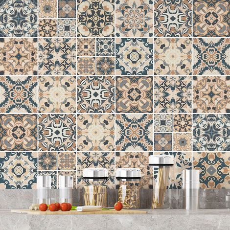 Stickers carrelage - Motif carreaux de ciment - 36 Stickers 20x20 cm - Adhésif MAT (1/3)