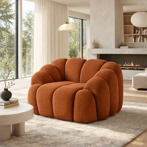 Fauteuil de salon terracotta design arrondi ONDA