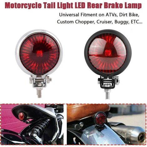 Feu arrière LED pour moto, feu stop et freinage, chromé, pour Chopper et Cafe (1/5)
