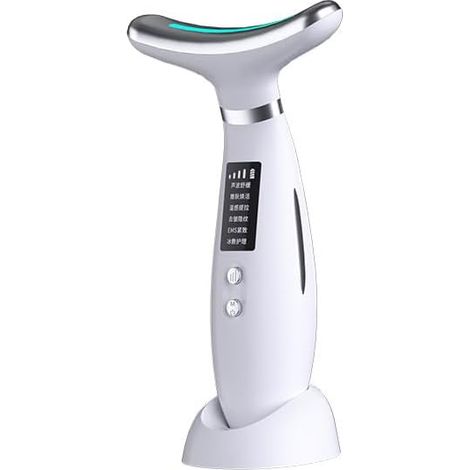 Appareil Anti Rides Visage, Appareil Massage Visage Anti Rides 6 Modes 7 LED, 4 intensité, Appareil de Beauté Electrique, 5°C -45°C Appareil EMS Lifting Visage pour Raffermissement du Cou
