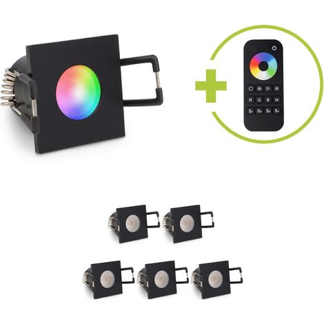 Einbaustrahler Mini Livorno eckig 3W RGBW IP65 - Farbe: schwarz matt - Anzahl: 6x (1/5)