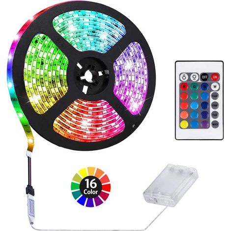 Bande LED RGB SMD 5050 étanche, alimentée par piles, pour décoration intérieure DIY (1/5)