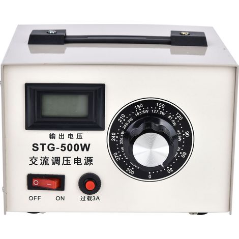 Régulateur de tension AC STG-500W, monophasé 220V, sortie réglable 0250V, contact unique, 500W (1/5)