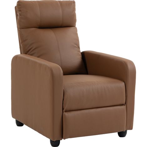 HOMCOM sillón relax reclinable, sillón reclinable manual hasta 155°, tapizado en pu, reposapiés, respaldo alto grueso y asiento amplio, marrón oscuro (1/5)